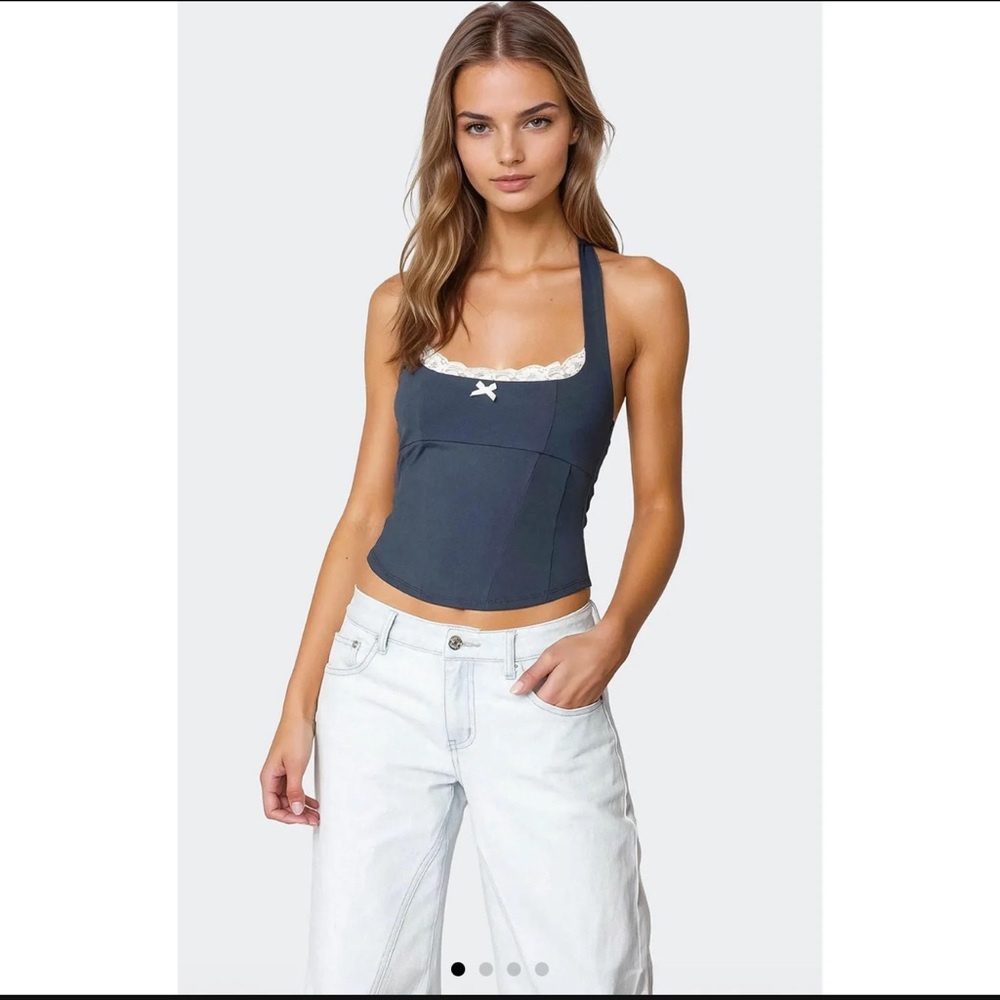 Edikted Women's Navy Halter Bustier Top